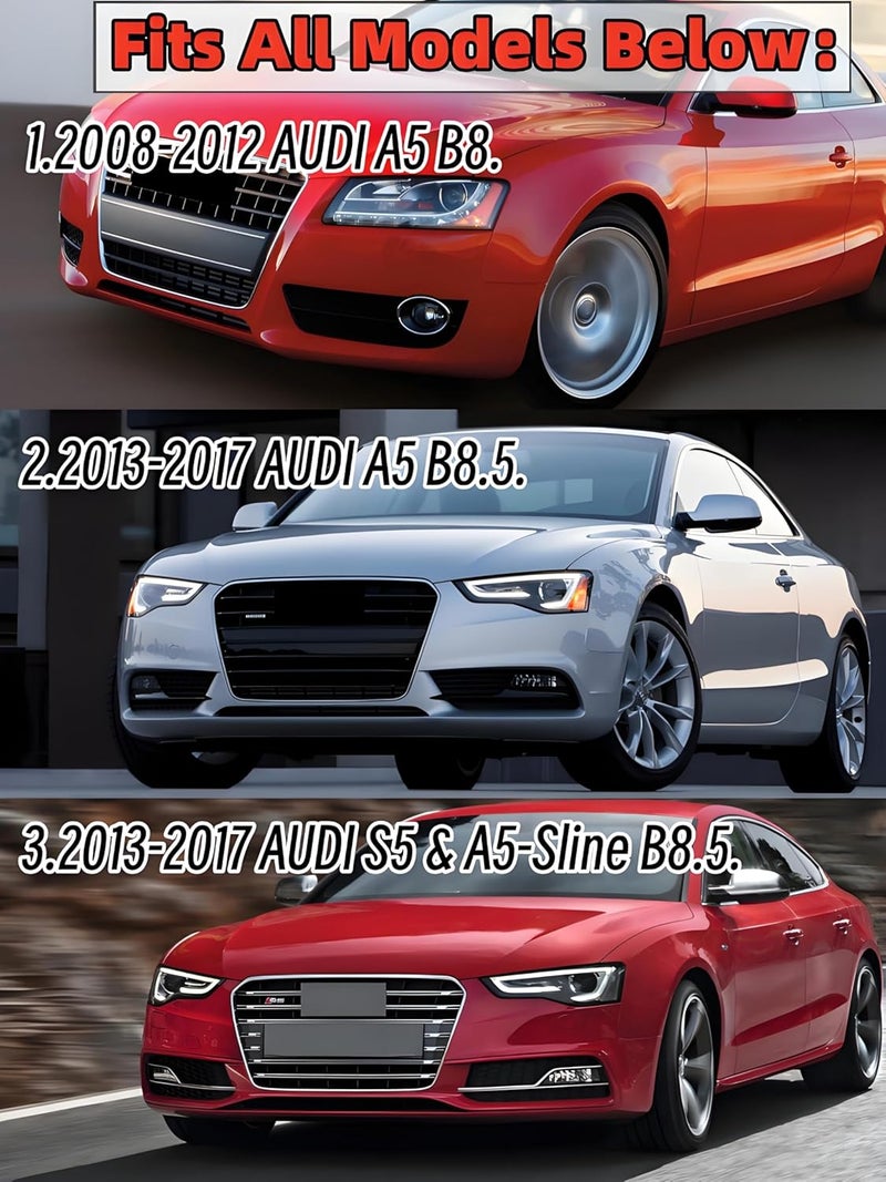 NeespoC Front Bumper Lip Splitter Spoiler Fit for Audi S5/ A5 S-Line/ A5 B8 B8.5 2008-2017 + S4/ A4 S-Line/ A4 B8 B8.5 2008-2016, Carbon Fiber Style Coating 3pcs Accessories Air Chin Body Kit - Image 3